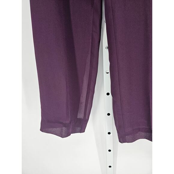 Virgo Women's Straight Leg High Rise Purple Elastic Waist Polyester Pants Sz 10 - Picture 2 of 4